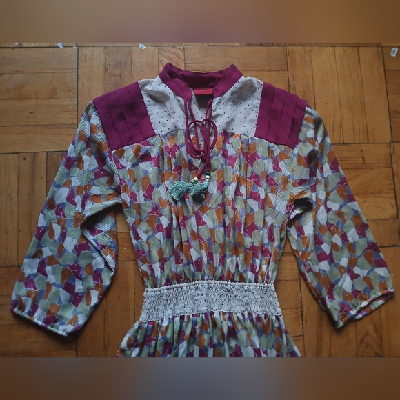 "LACHINE" Colorful Geometric Long Sleeve Dress - Picture 4 of 13